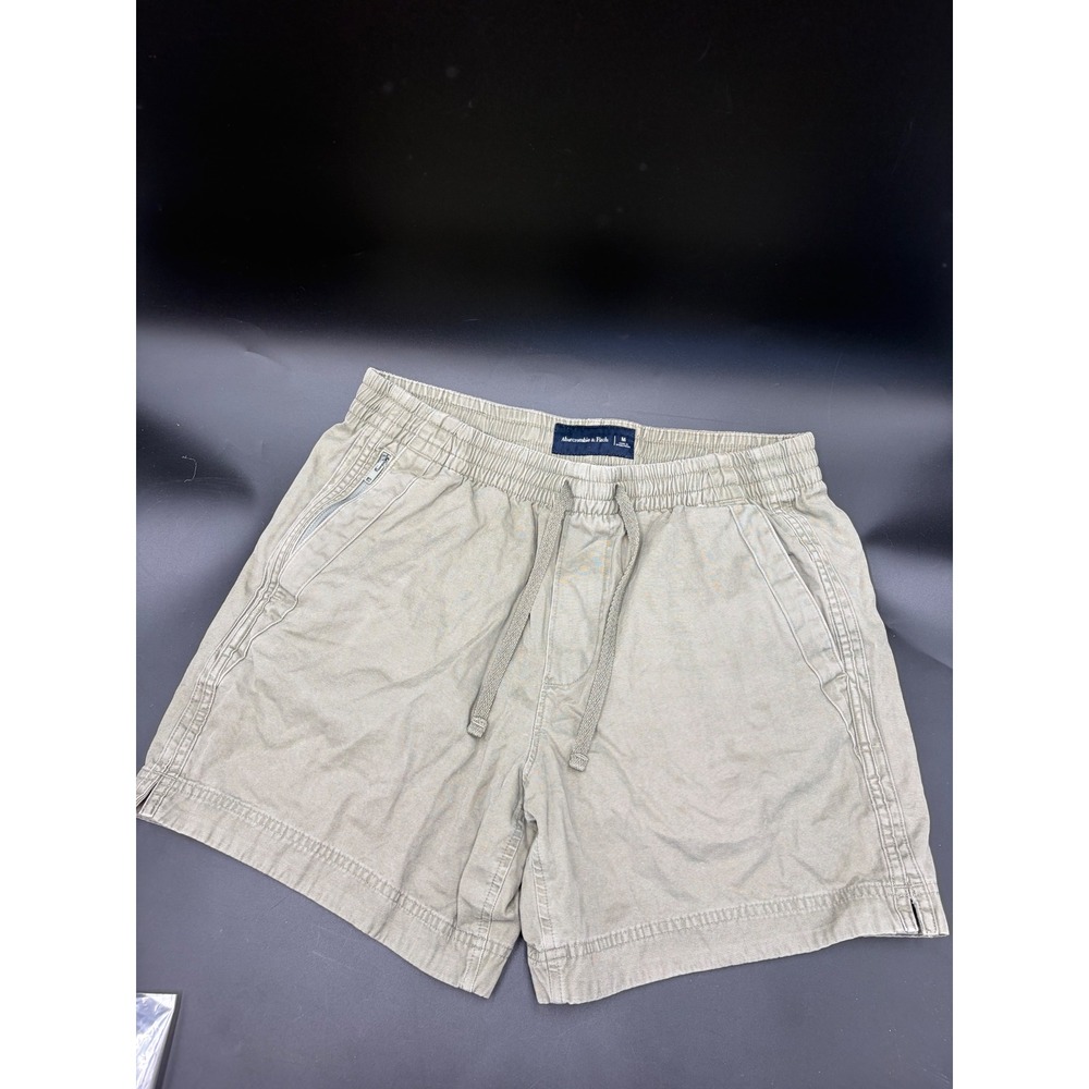 Abercrombie & Fitch Mens Green Khaki Drawstring Elastic Waist Cotton Shorts M
